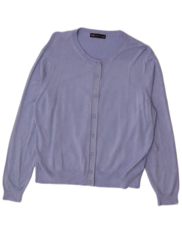MARKS & SPENCER Womens Cardigan Sweater UK 18 XL Blue Viscose