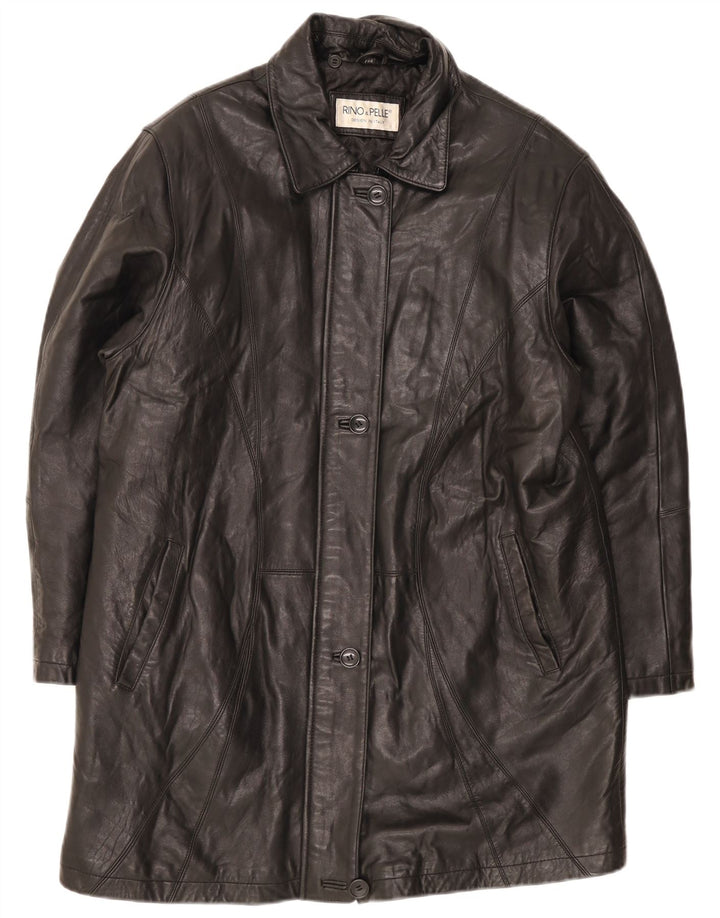 Rino & Pelle Womens Oversized Leather Coat IT 44 Medium Black