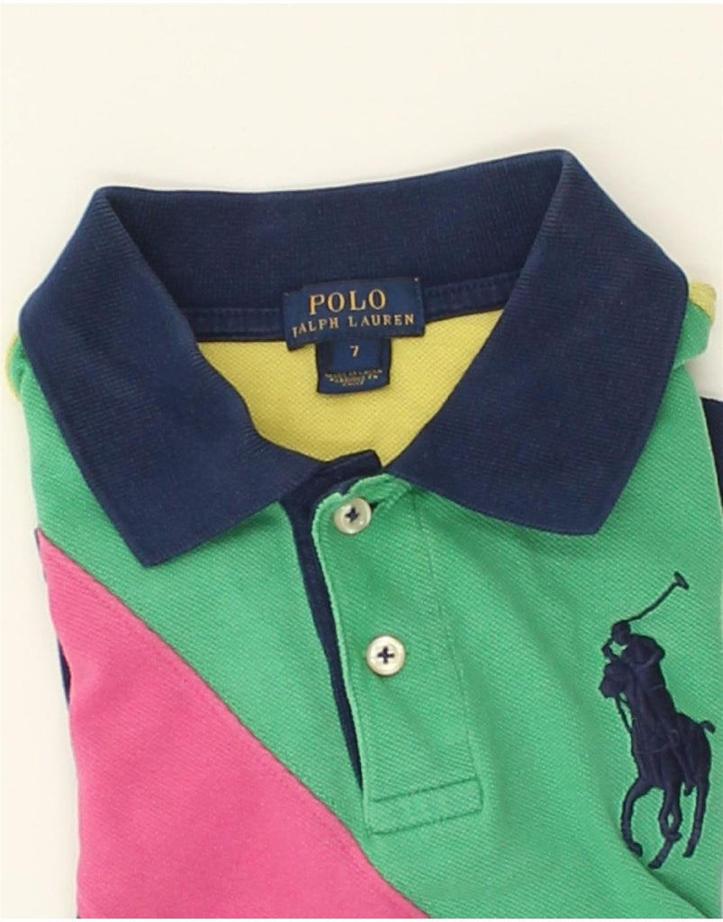 POLO RALPH LAUREN Boys Polo Shirt 6-7 Years Multicoloured Colourblock | Vintage Polo Ralph Lauren | Thrift | Second-Hand Polo Ralph Lauren | Used Clothing | Messina Hembry 