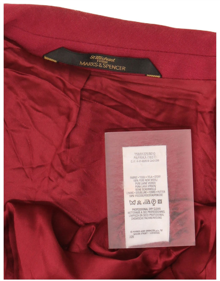 Marks & Spencer Womens Standard Fit Blazer Jacket UK 16 Large Burgundy
