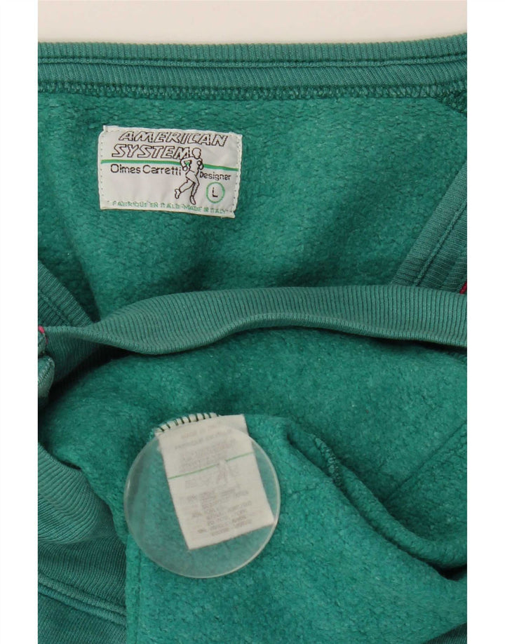 American System Mens Tracksuit Top Jacket Large Green Cotton