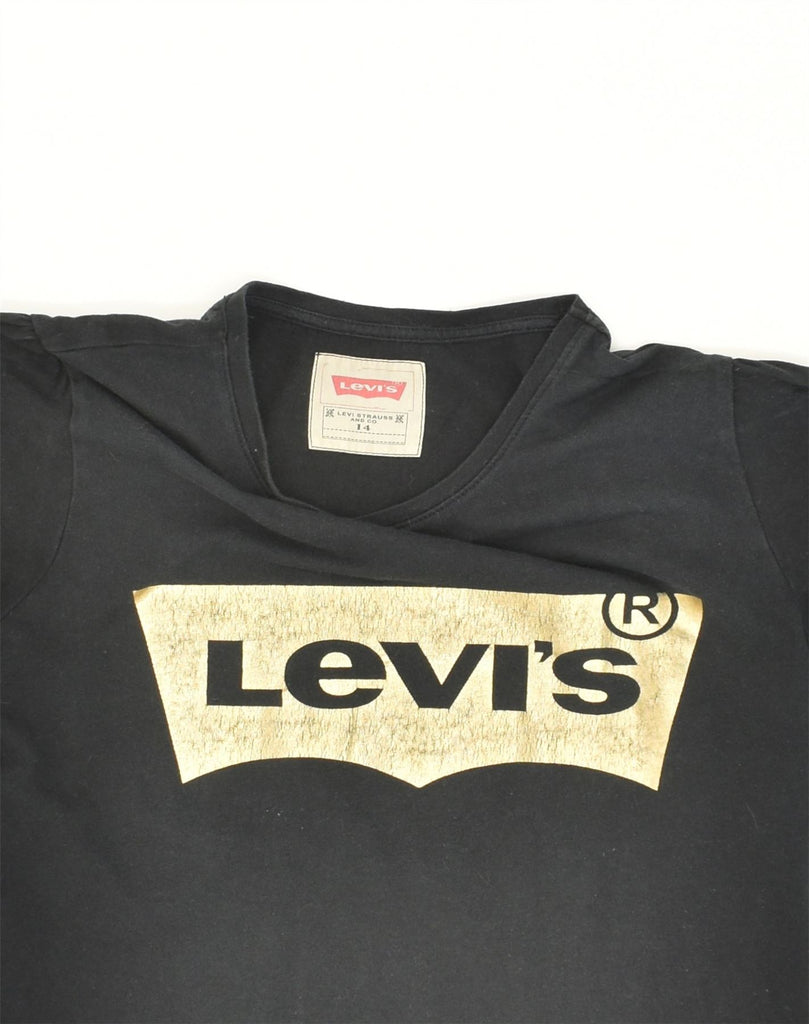 LEVI'S Girls Graphic T-Shirt Top 13-14 Years Black Cotton | Vintage Levi's | Thrift | Second-Hand Levi's | Used Clothing | Messina Hembry 