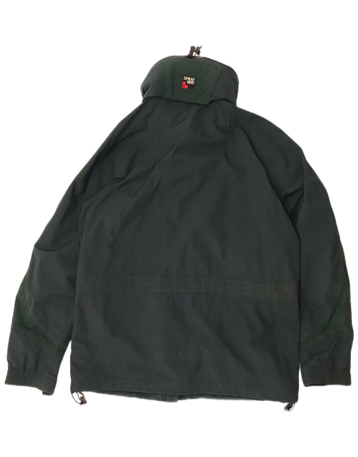 SPRAYWAY Mens Hooded Rain Jacket UK 38 Medium Green Polyamide