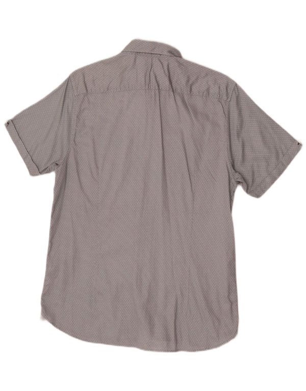 Ted Baker Mens Short Sleeve Shirt Size 4 Large Grey Geometric Cotton