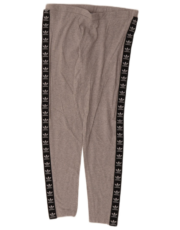 Adidas Womens Graphic Leggings UK 16 Large Grey Colourblock Cotton