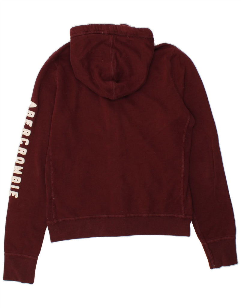 ABERCROMBIE & FITCH Womens Graphic Zip Hoodie Sweater UK 14 Large Maroon | Vintage Abercrombie & Fitch | Thrift | Second-Hand Abercrombie & Fitch | Used Clothing | Messina Hembry 