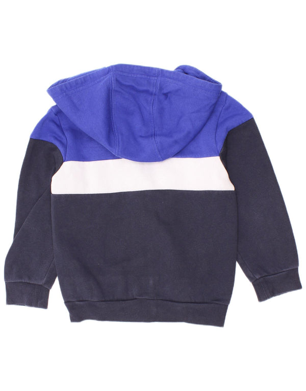 Adidas Boys Zip Hoodie Sweater 3-4 Years Navy Blue Colourblock Cotton