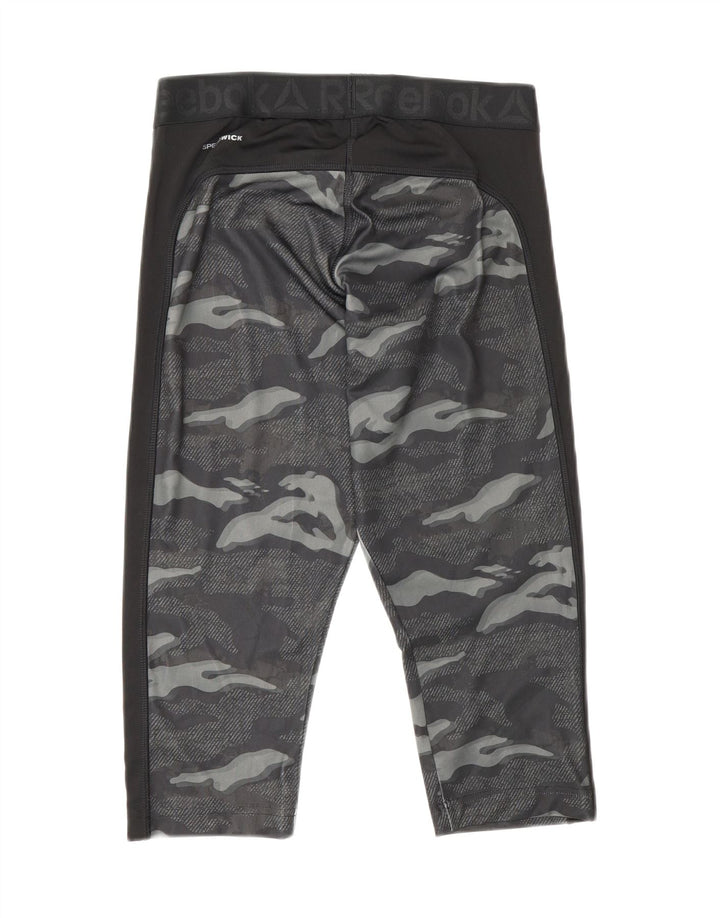 Reebok Womens Graphic Capri Leggings UK 18 XL  Grey Camouflage Polyester
