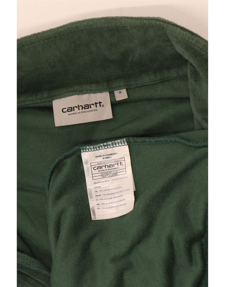 Carhartt Mens Zip Neck Sweatshirt Jumper Small Green Cotton