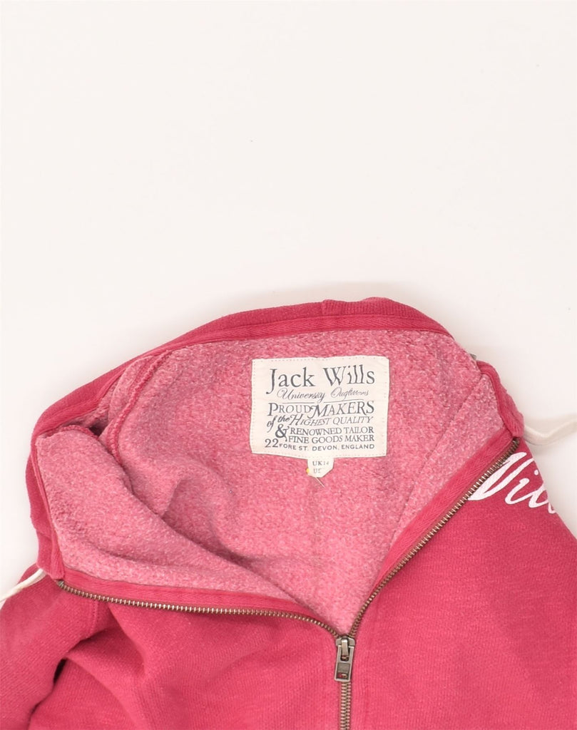 JACK WILLS Womens Zip Hoodie Sweater UK 14 Large Pink Cotton | Vintage Jack Wills | Thrift | Second-Hand Jack Wills | Used Clothing | Messina Hembry 