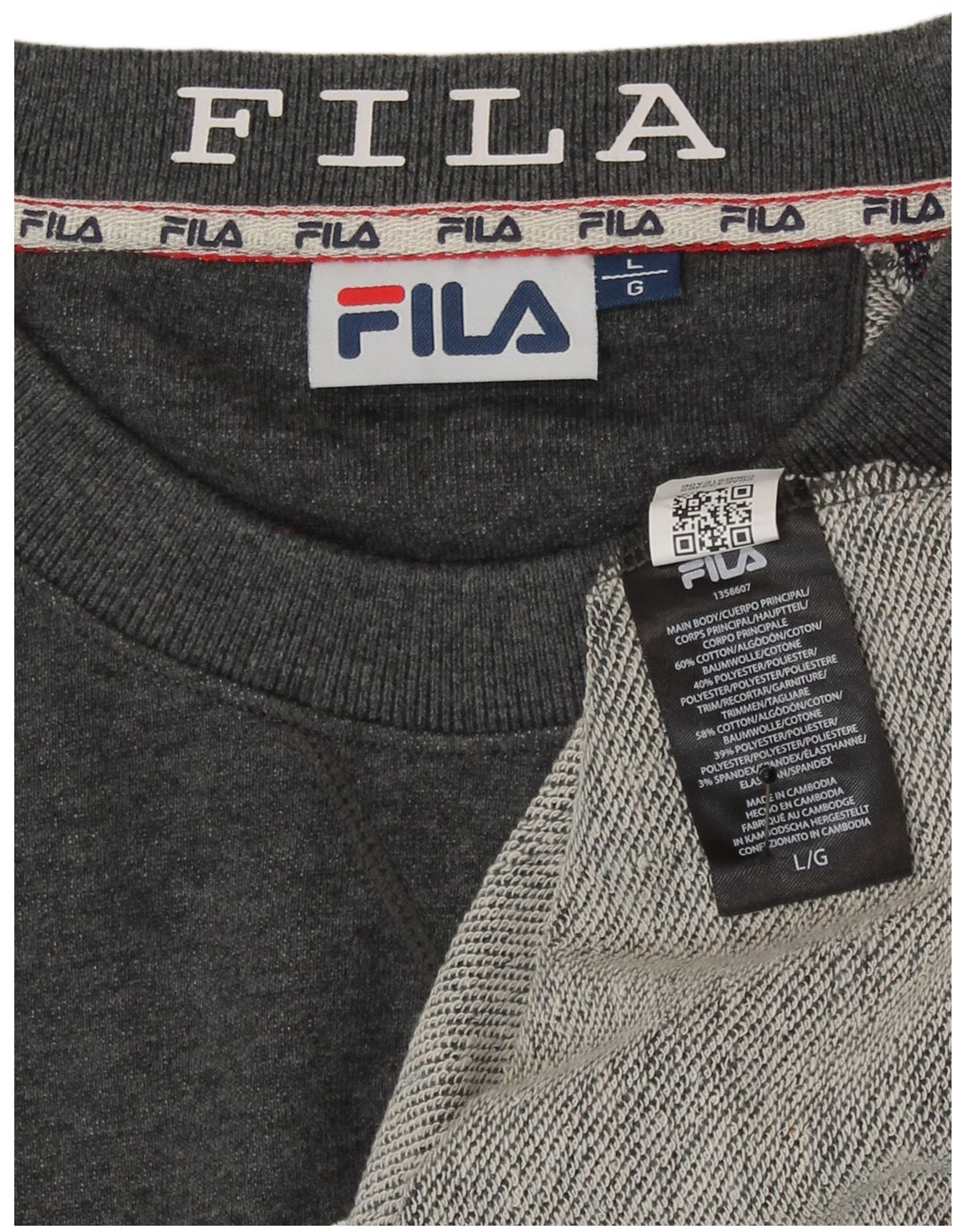 Fila Mens Graphic Sweatshirt Jumper Large Grey Cotton