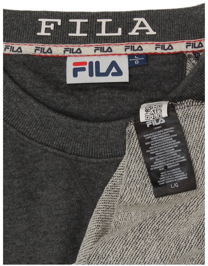 Fila Mens Graphic Sweatshirt Jumper Large Grey Cotton