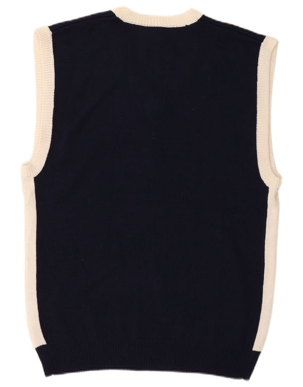 Nike Mens Vest Tank Top UK 39/41 Medium Navy Blue Colourblock Cotton