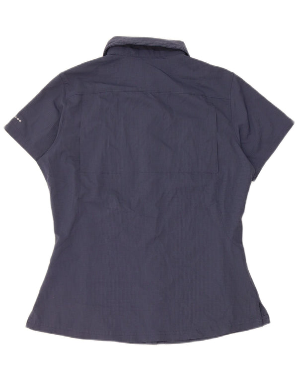 Columbia Womens Omni-Shade Short Sleeve Shirt UK 6 XS Navy Blue Check
