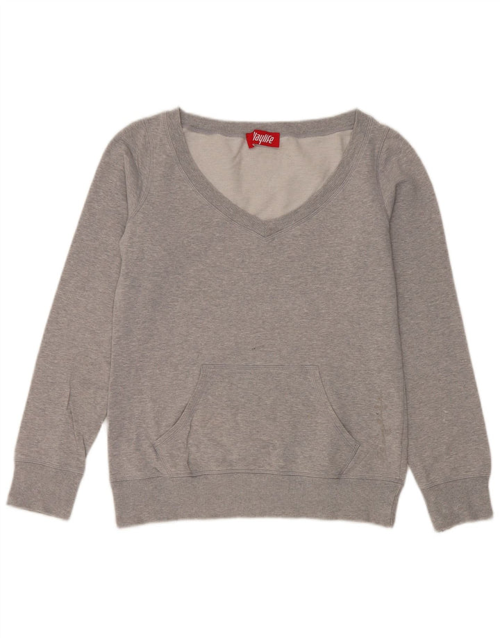 Playlife Womens Sweatshirt Jumper UK 14 Medium Grey Cotton