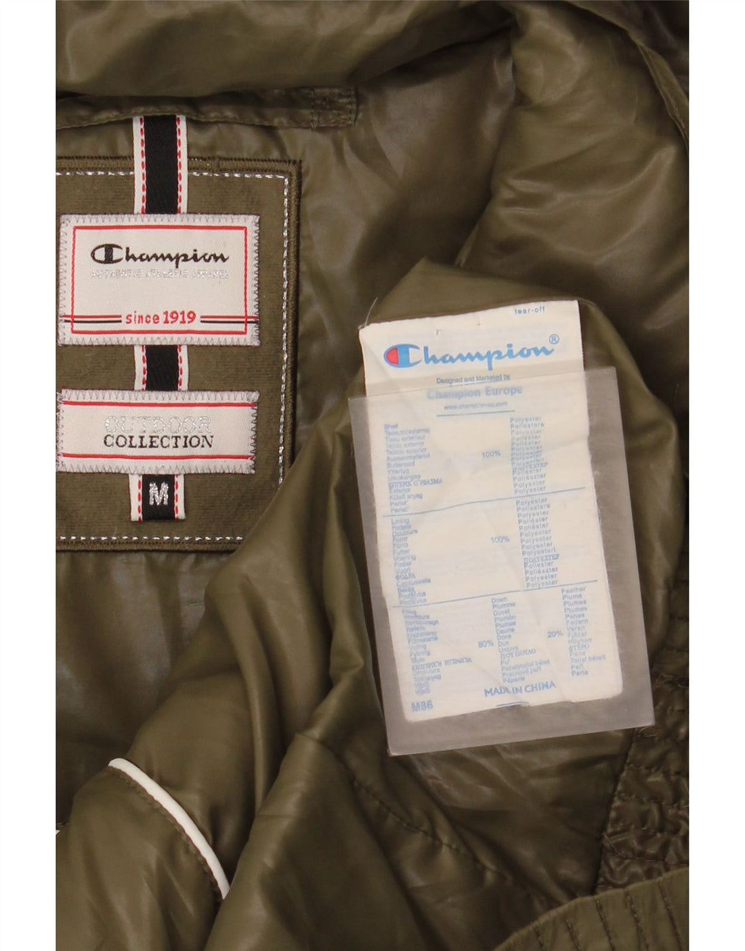 Champion Womens Hooded Padded Jacket UK 14 Medium Khaki Polyester