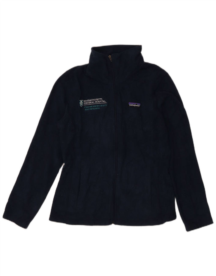 Patagonia Womens Graphic Fleece Jacket UK 10 Small Navy Blue Polyester