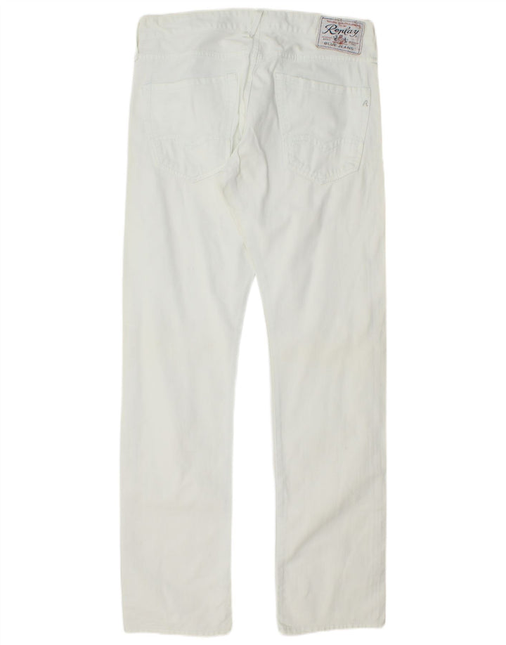 REPLAY Mens Waitom Straight Jeans W32 L34 White Cotton