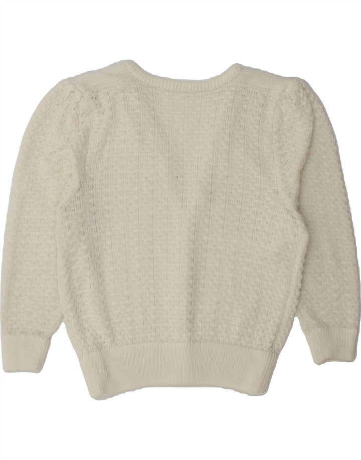 VINTAGE Womens Cardigan Sweater UK 18 XL White Vintage Vintage and Second-Hand Vintage from Messina Hembry 