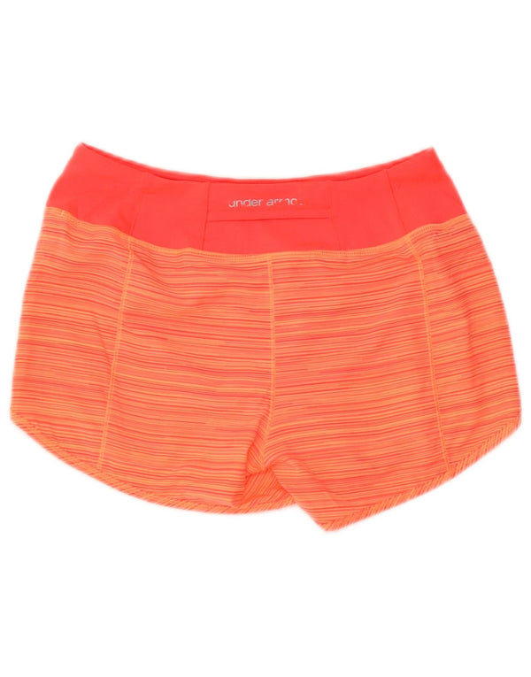 Under Armour Womens Heat Gear Sport Shorts UK 10 Small Orange Striped