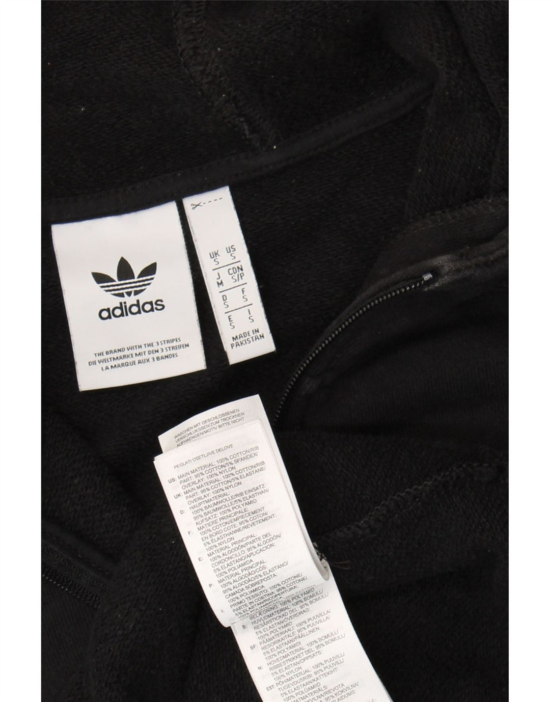 Adidas Mens Zip Hoodie Sweater Small Black Cotton