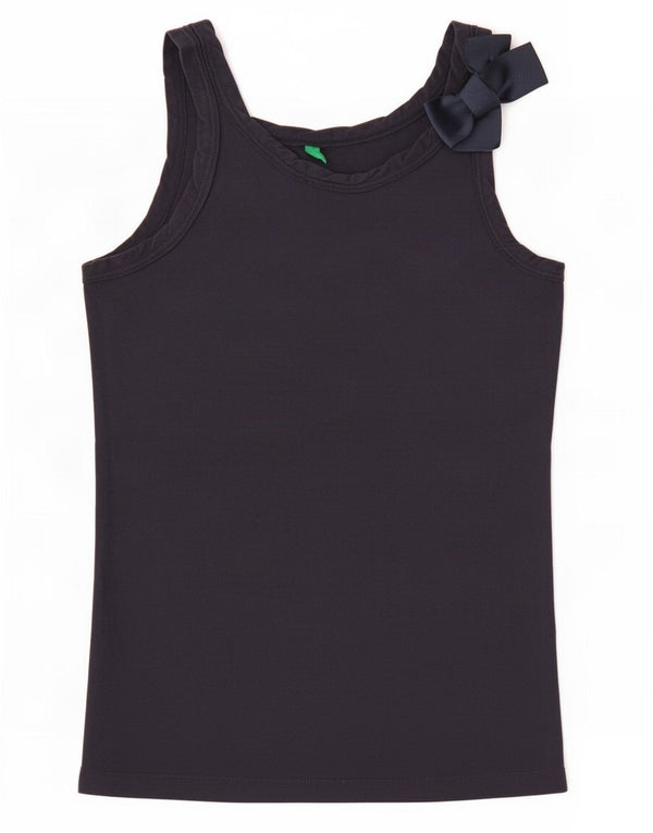 Benetton Girls Vest Top 10-11 Years XL Navy Blue Cotton
