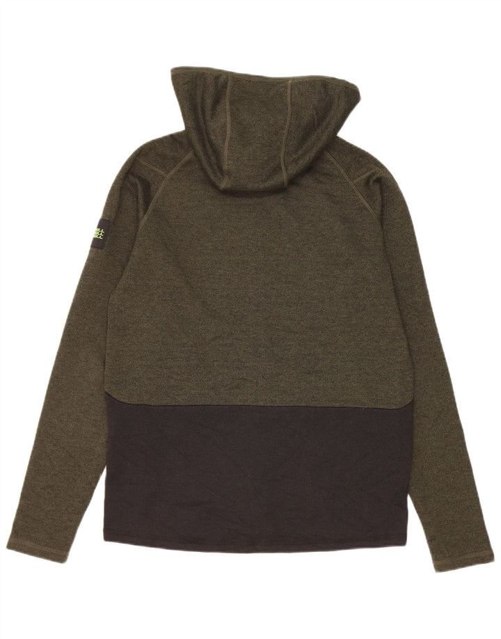 O'Neill Boys Zip Hoodie Sweater 14-15 Years Khaki Colourblock Polyester