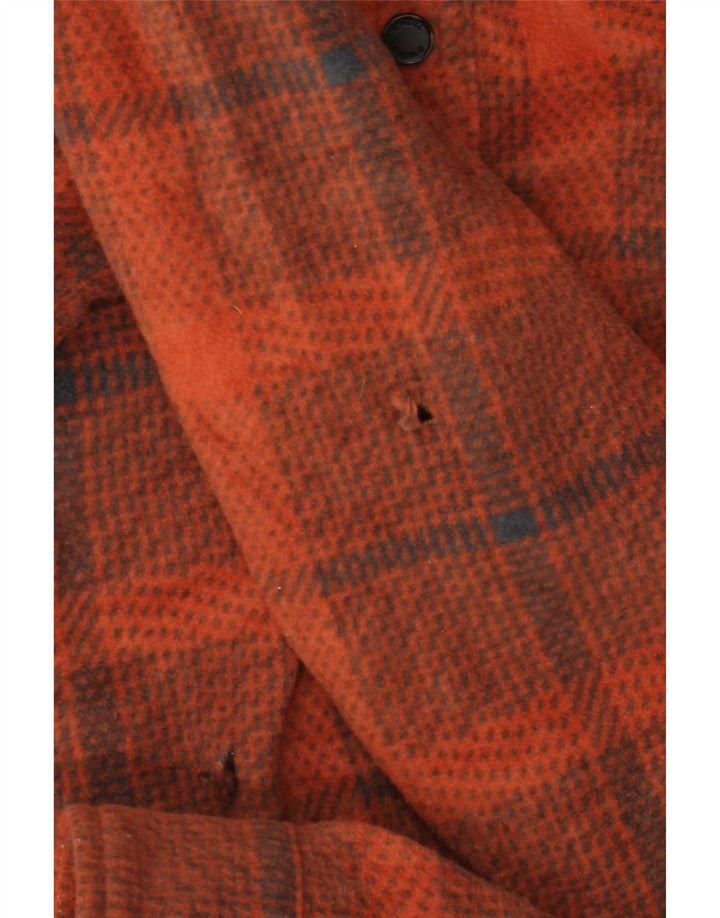 O'Neill Mens Fleece Shirt Large Orange Check Polyester