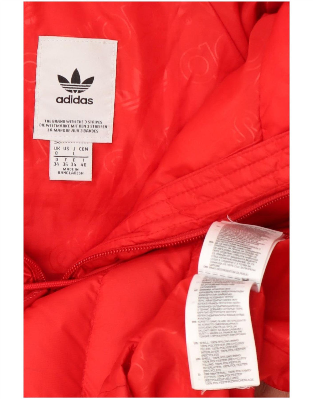 Adidas Womens Hooded Padded Jacket UK 8 Small Orange Nylon