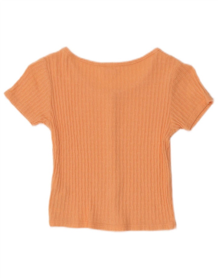 Zara Girls Short Sleeve Crop Top 8-9 Years Orange