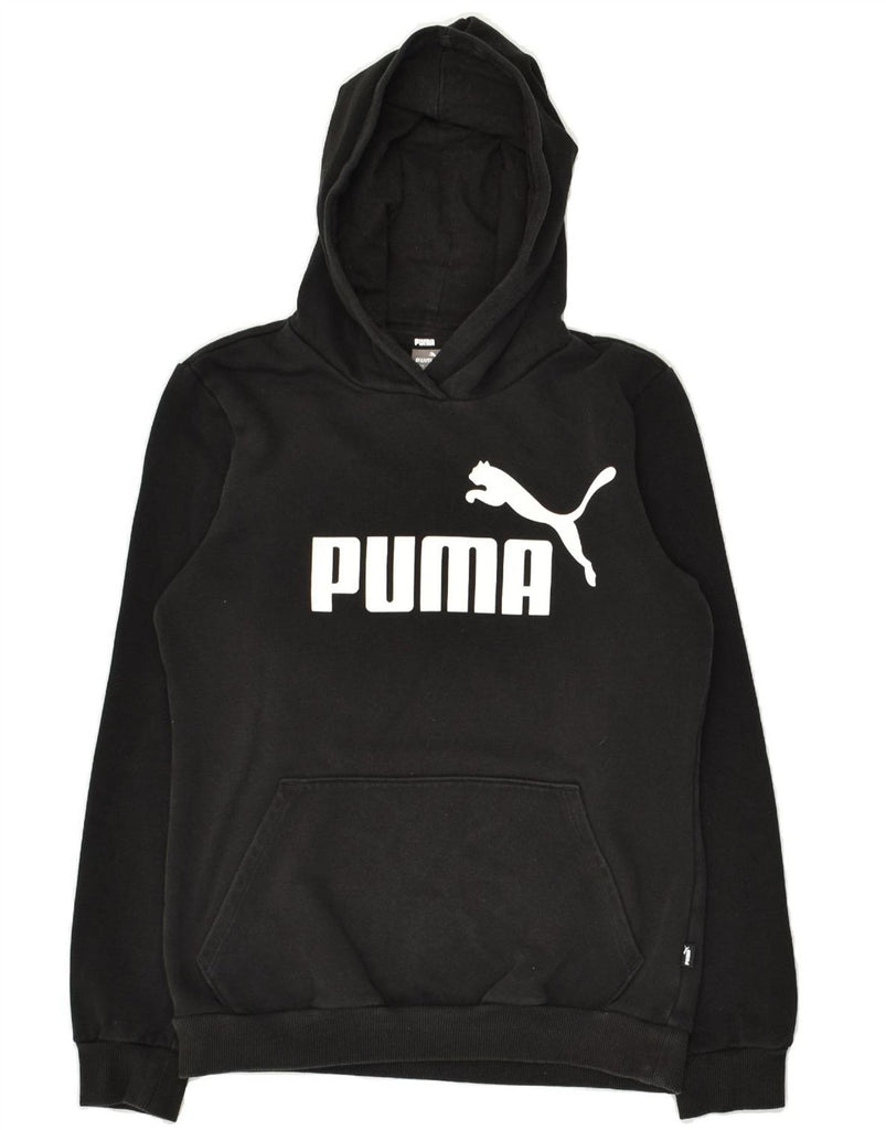 PUMA Boys Graphic Hoodie Jumper 13-14 Years Black Cotton | Vintage Puma | Thrift | Second-Hand Puma | Used Clothing | Messina Hembry 