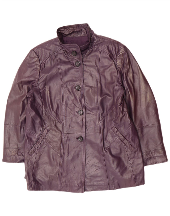 Atelier Womens Leather Jacket UK 20 2XL Purple Leather