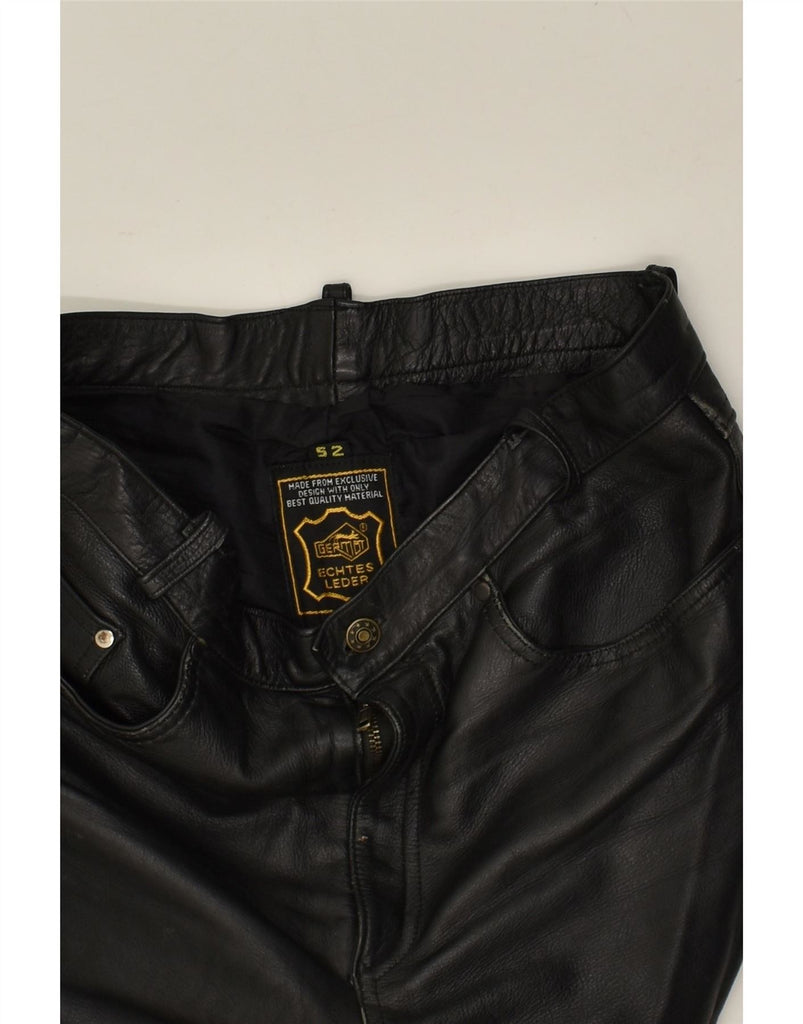 GERMOT Mens Leather Straight Trousers IT 52 XL W32 L32  Black Leather Vintage Germot and Second-Hand Germot from Messina Hembry 