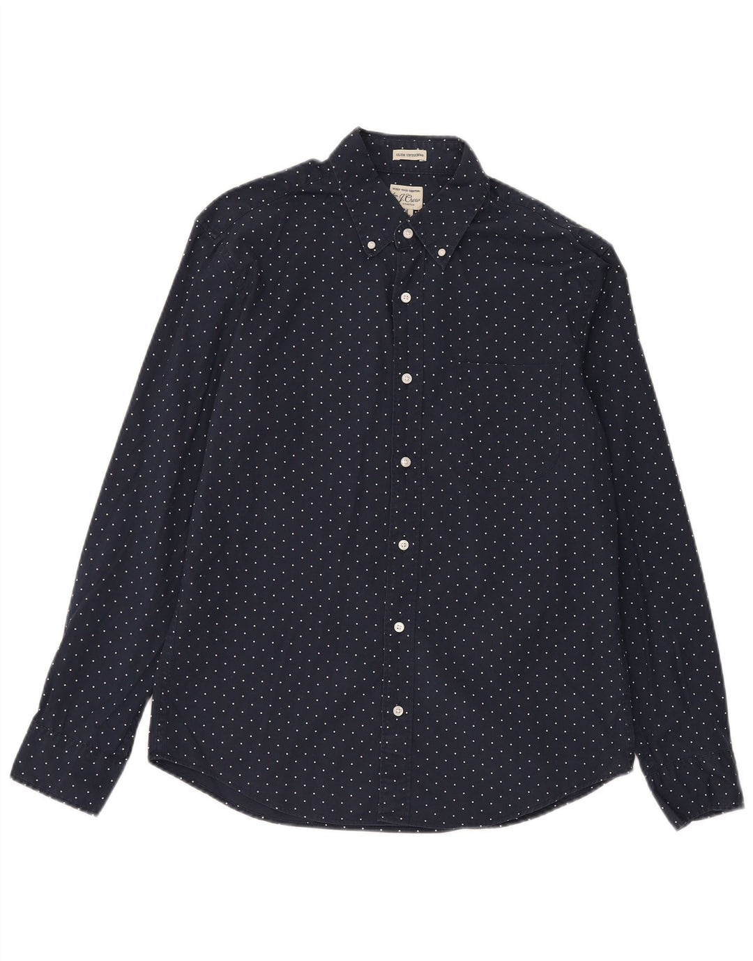 J. Crew Mens Slim Fit Shirt Medium Navy Blue Polka Dot Cotton
