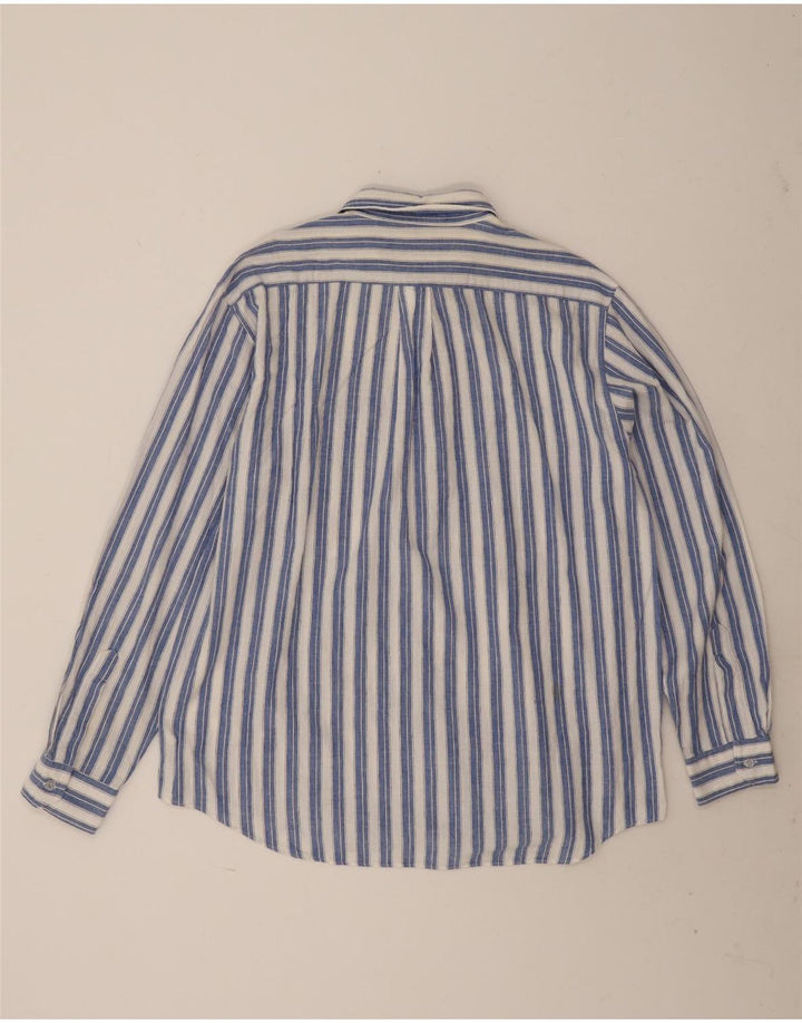 Vintage Mens Shirt XL Blue Striped Cotton