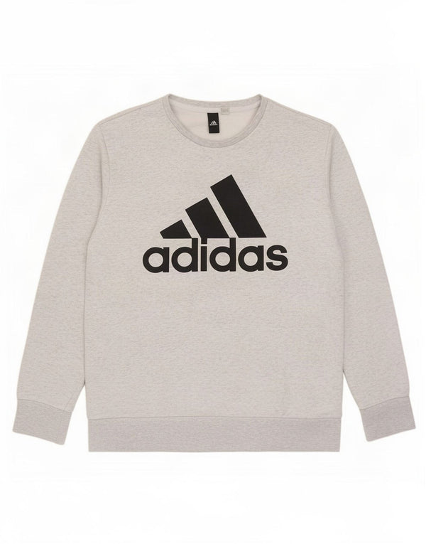 Adidas Mens Graphic Sweatshirt Jumper Medium Grey Flecked