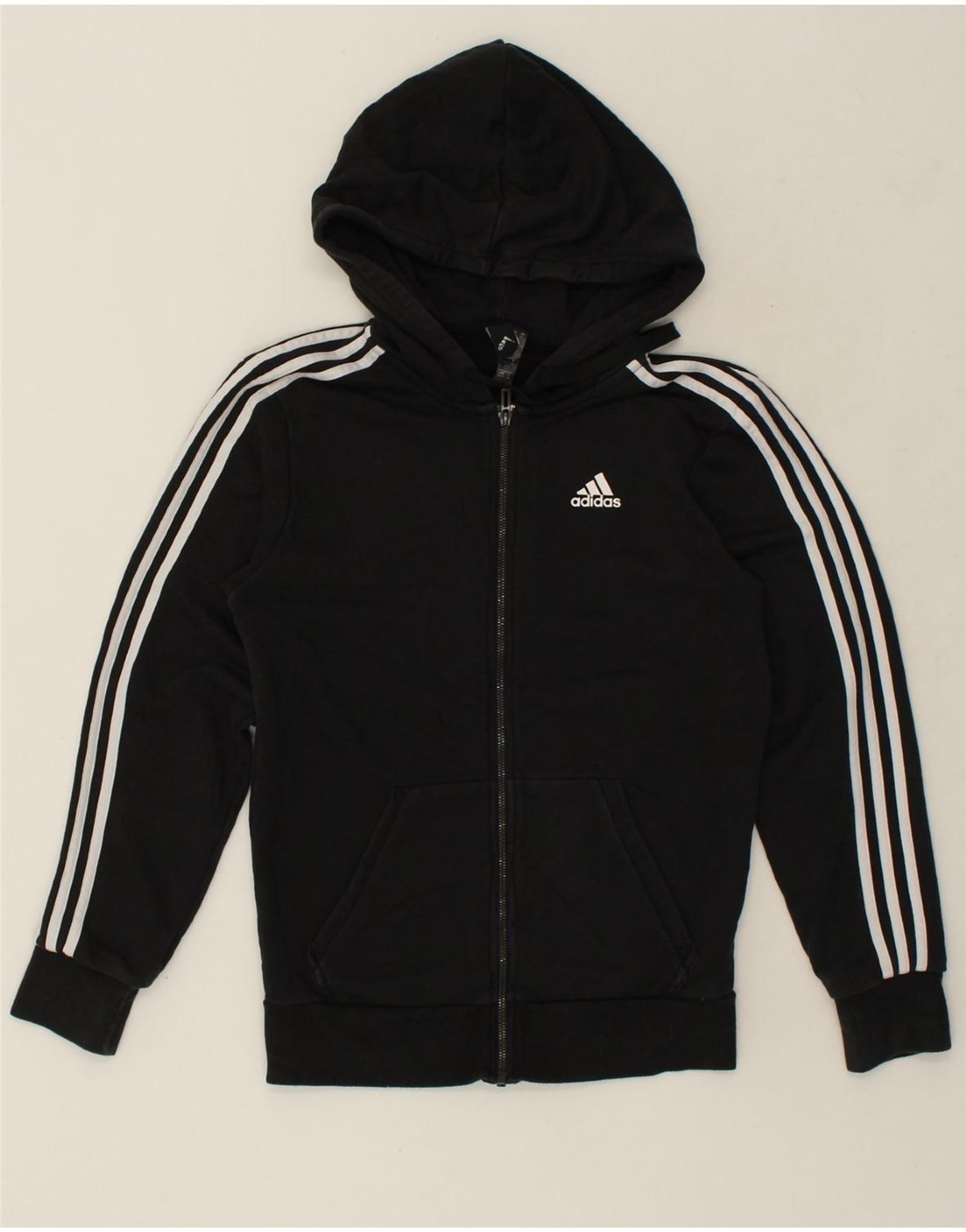 ADIDAS Womens Oversized Zip Hoodie Sweater XS Black Cotton