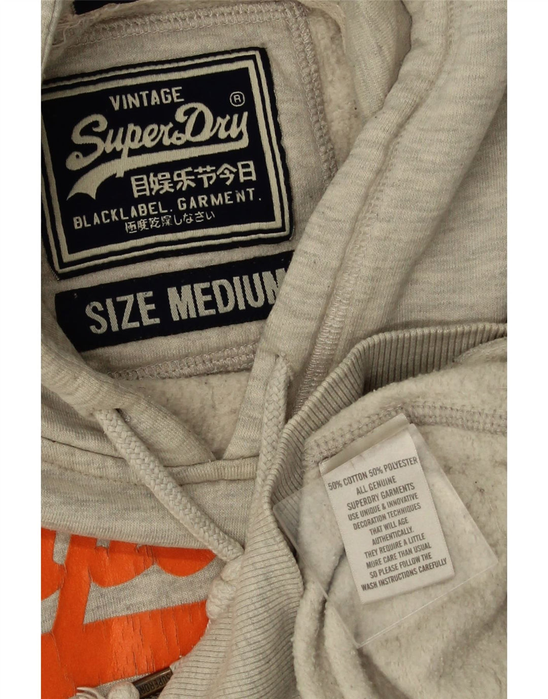 Superdry Mens Graphic Hoodie Jumper Medium Grey Cotton