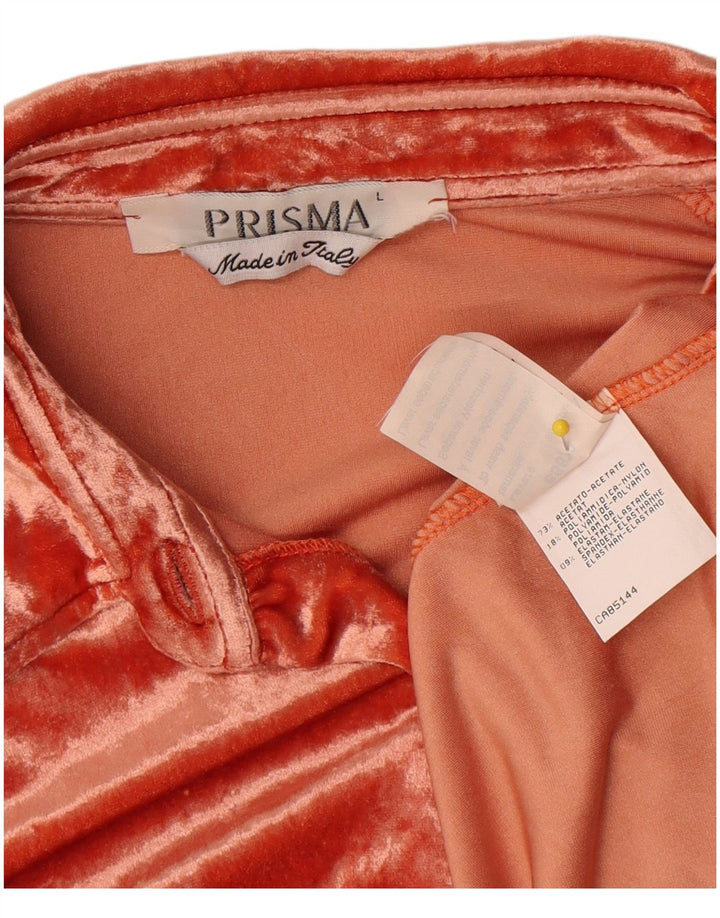 Prisma Womens Velour Shirt Blouse UK 16 Large Orange Acetate