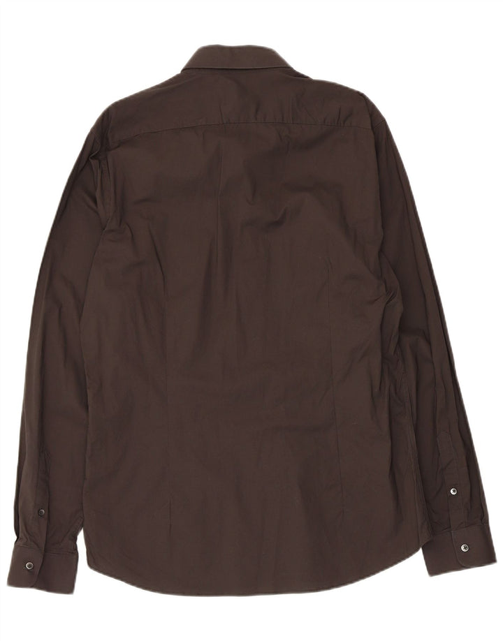Reiss Mens Slim Fit Shirt Large Black Cotton