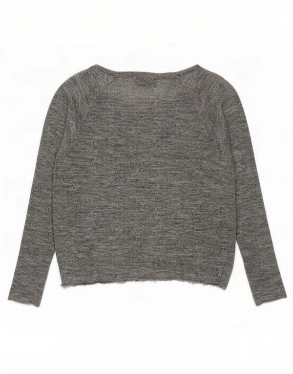 Topshop Womens Oversized Boat Neck Jumper Sweater UK 12 Medium Grey Flecked