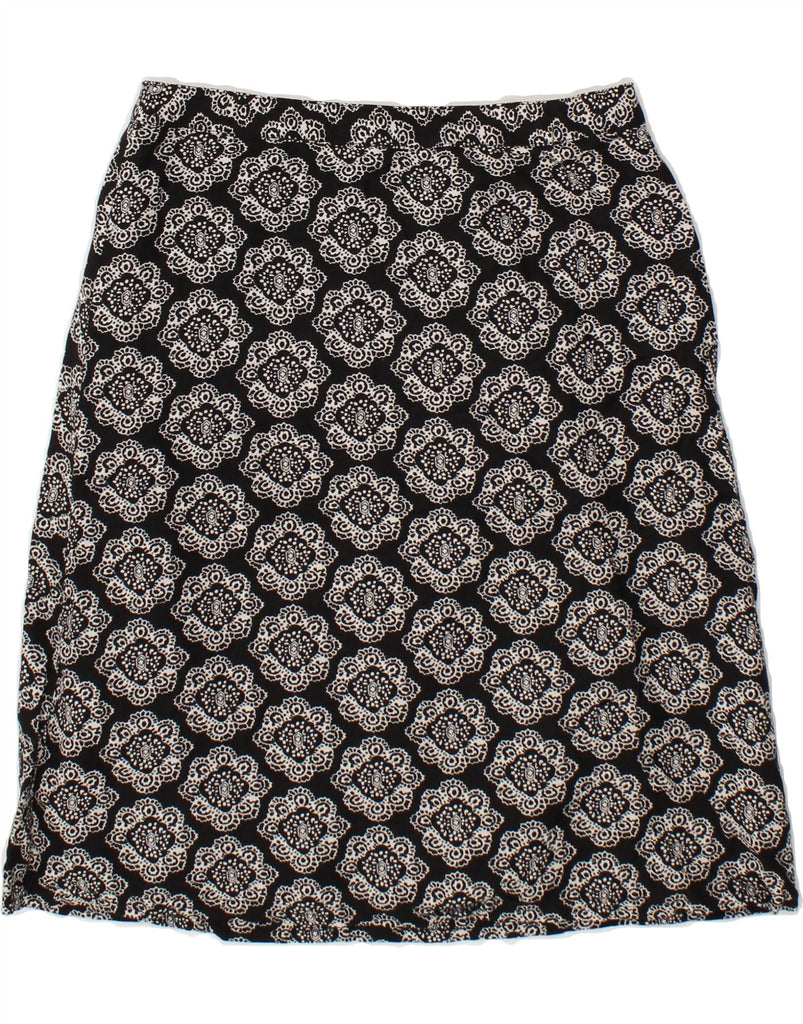 LAURA ASHLEY Womens Midi Skirt UK 8 Small W28  Navy Blue Ikat Linen Vintage Laura Ashley and Second-Hand Laura Ashley from Messina Hembry 