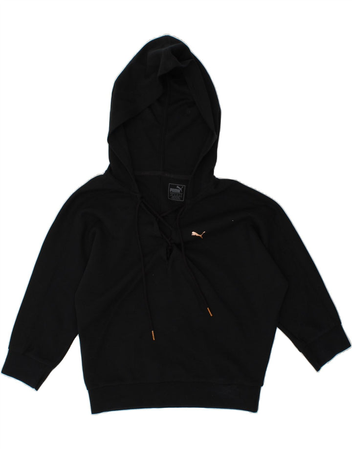PUMA Womens Crop Hoodie Jumper UK 10 Small  Black Vintage Puma and Second-Hand Puma from Messina Hembry 