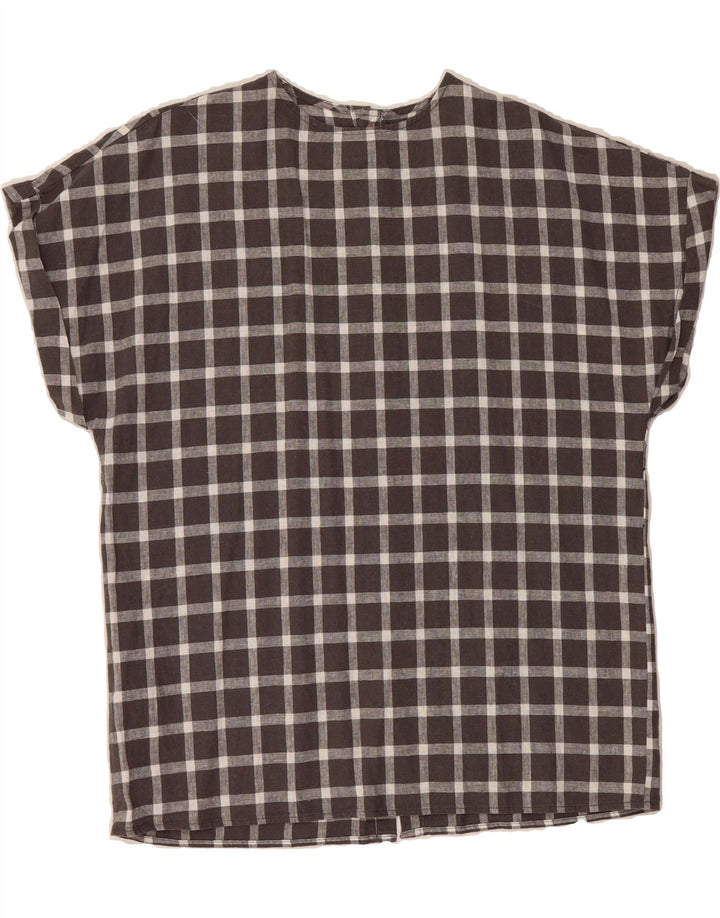 ZARA Womens Oversized Short Sleeve Shirt Blouse UK 6 XS Grey Check Vintage Zara and Second-Hand Zara from Messina Hembry 