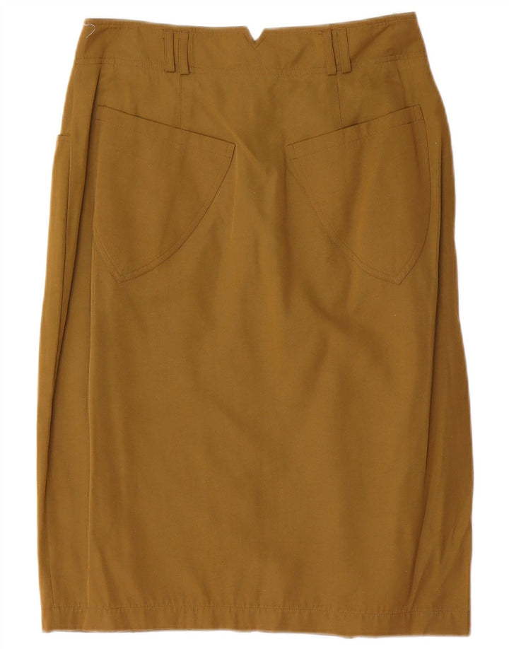 Vintage Womens Pencil Skirt EU 38 Medium W28 Khaki Polyester