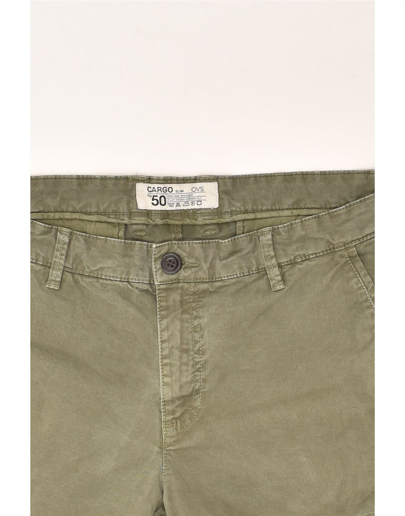 OVS Mens Slim Cargo Trousers IT 50 Large W34 L30 Green Cotton | Vintage OVS | Thrift | Second-Hand OVS | Used Clothing | Messina Hembry 