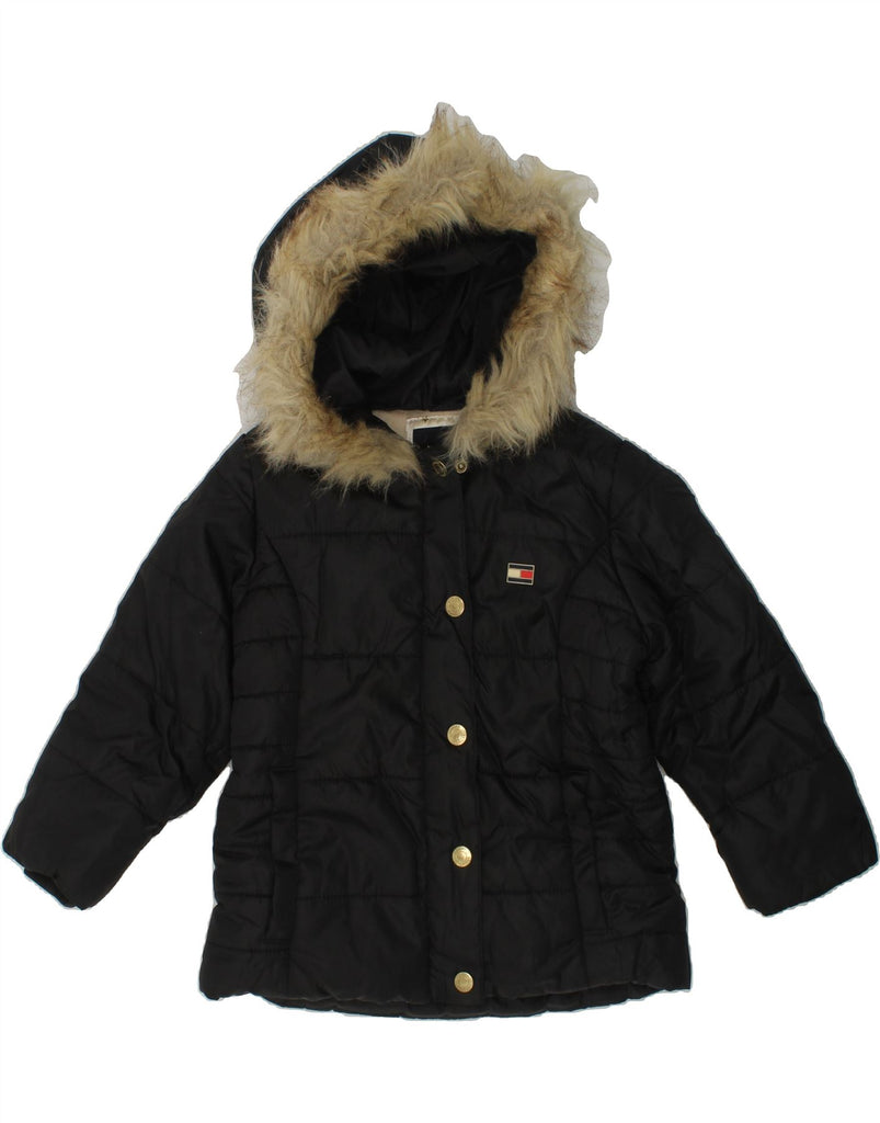 TOMMY HILFIGER Girls Hooded Padded Jacket 3-4 Years Black Polyester | Vintage Tommy Hilfiger | Thrift | Second-Hand Tommy Hilfiger | Used Clothing | Messina Hembry 