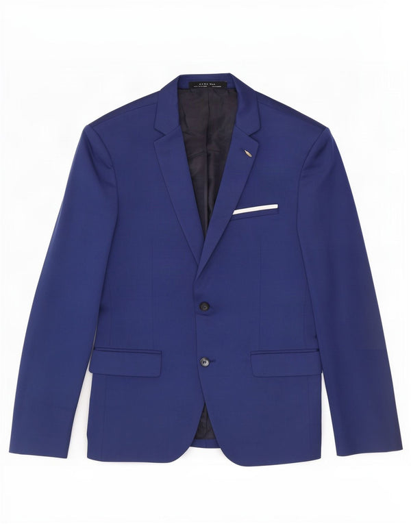 Zara Mens 2 Button Blazer Jacket EU 52 Large Blue