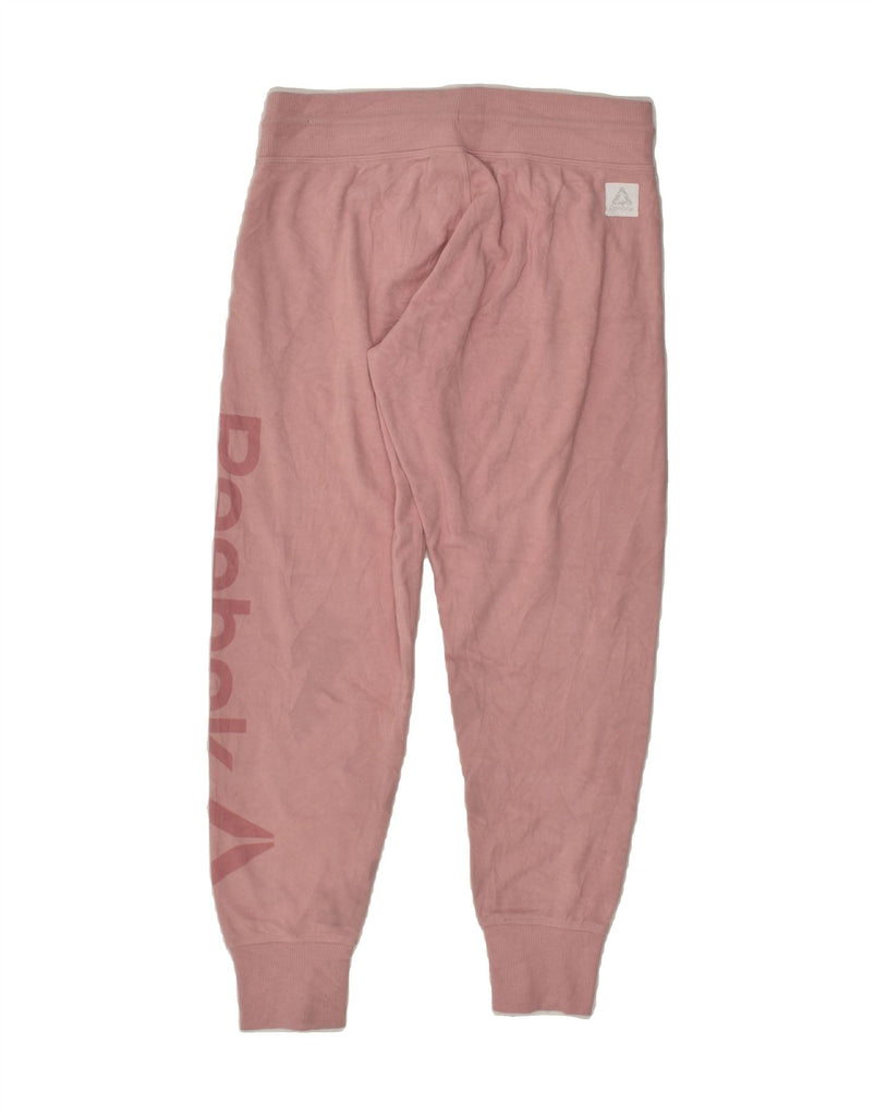 REEBOK Womens Graphic Tracksuit Trousers Joggers UK 10 Small Pink Cotton | Vintage Reebok | Thrift | Second-Hand Reebok | Used Clothing | Messina Hembry 