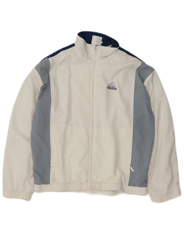 Adidas Boys Tracksuit Top Jacket 11-12 Years White Colourblock Polyester